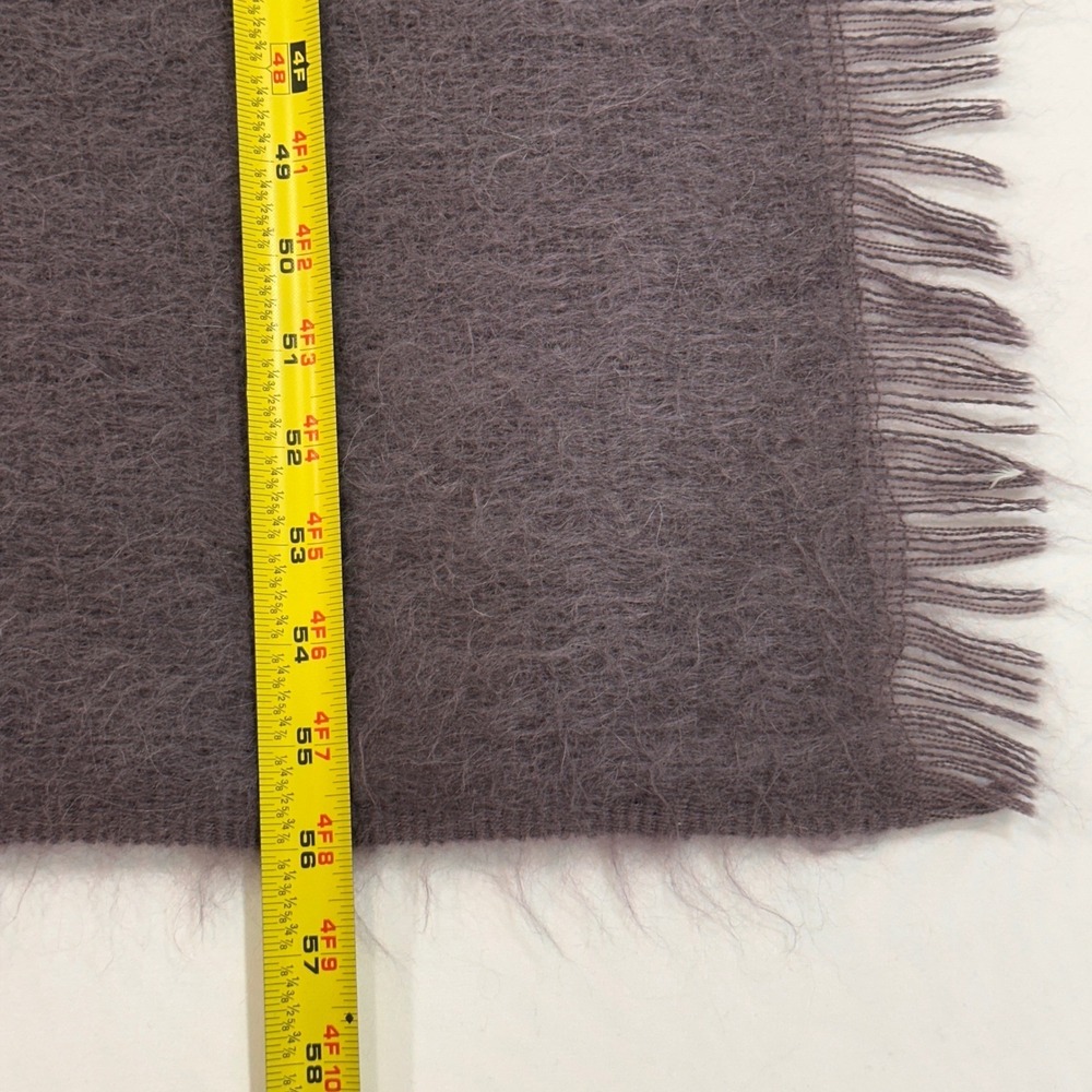 Evangeline Mohair Wool Throw Blanket Mauve Purple Fringe‎ | Luxury Cozy - Picture 5 of 5